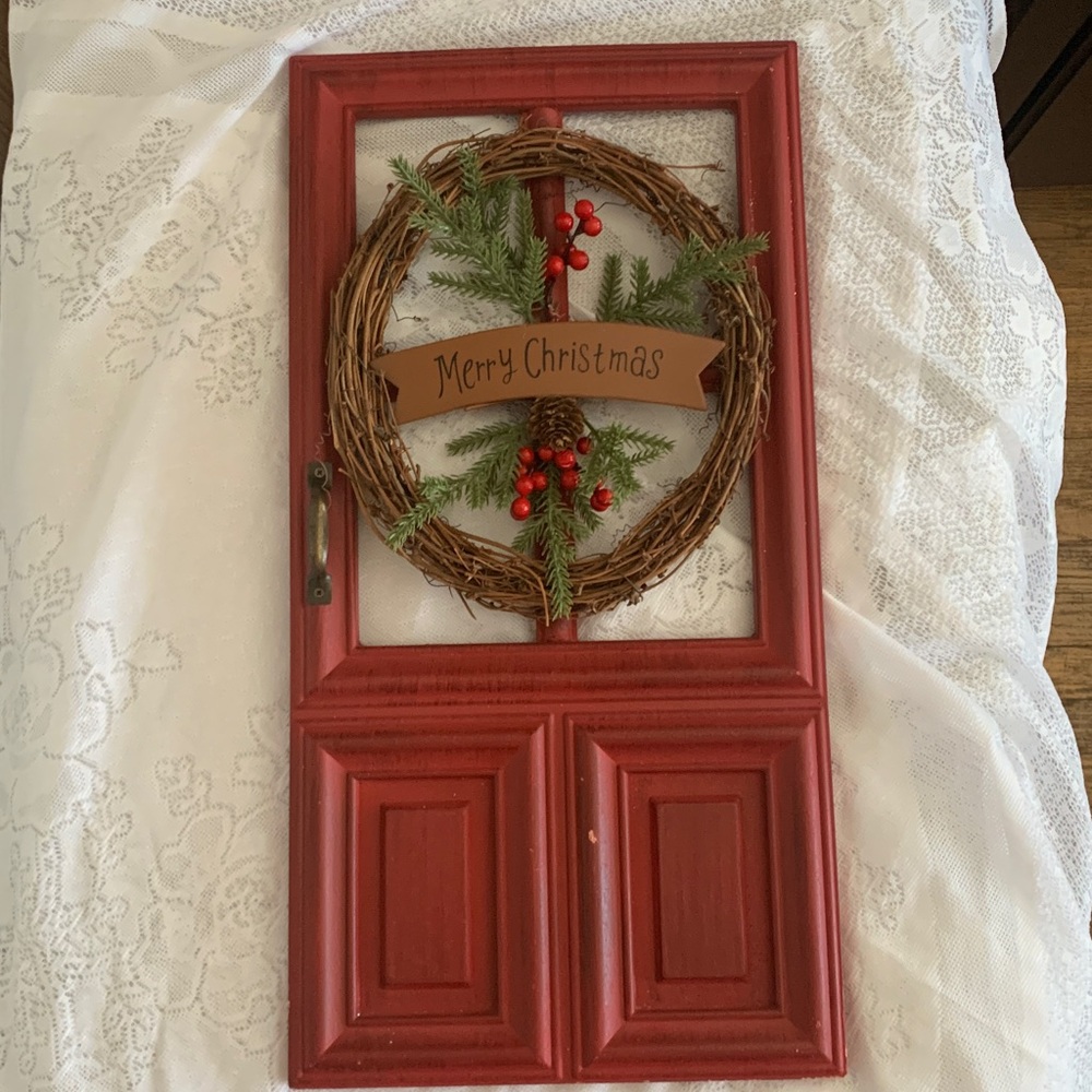 Hobby Lobby Red door with  Merry Christmas Wreath